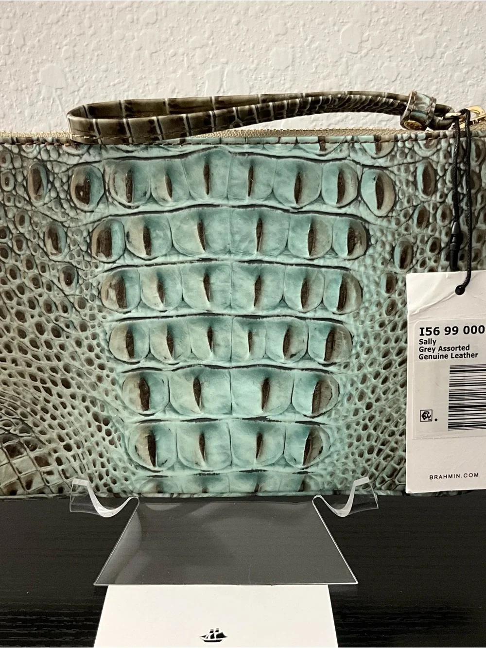 Brahmin Sally BLUEBELL OMBRÉ MELBOURNE Leather Wristlet Cosmetic Bag